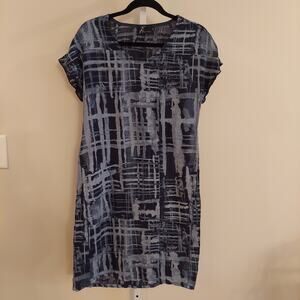 Fenini 100% Linen Dress XS Tie Dye Pockets Boho Lagenlook Coastal